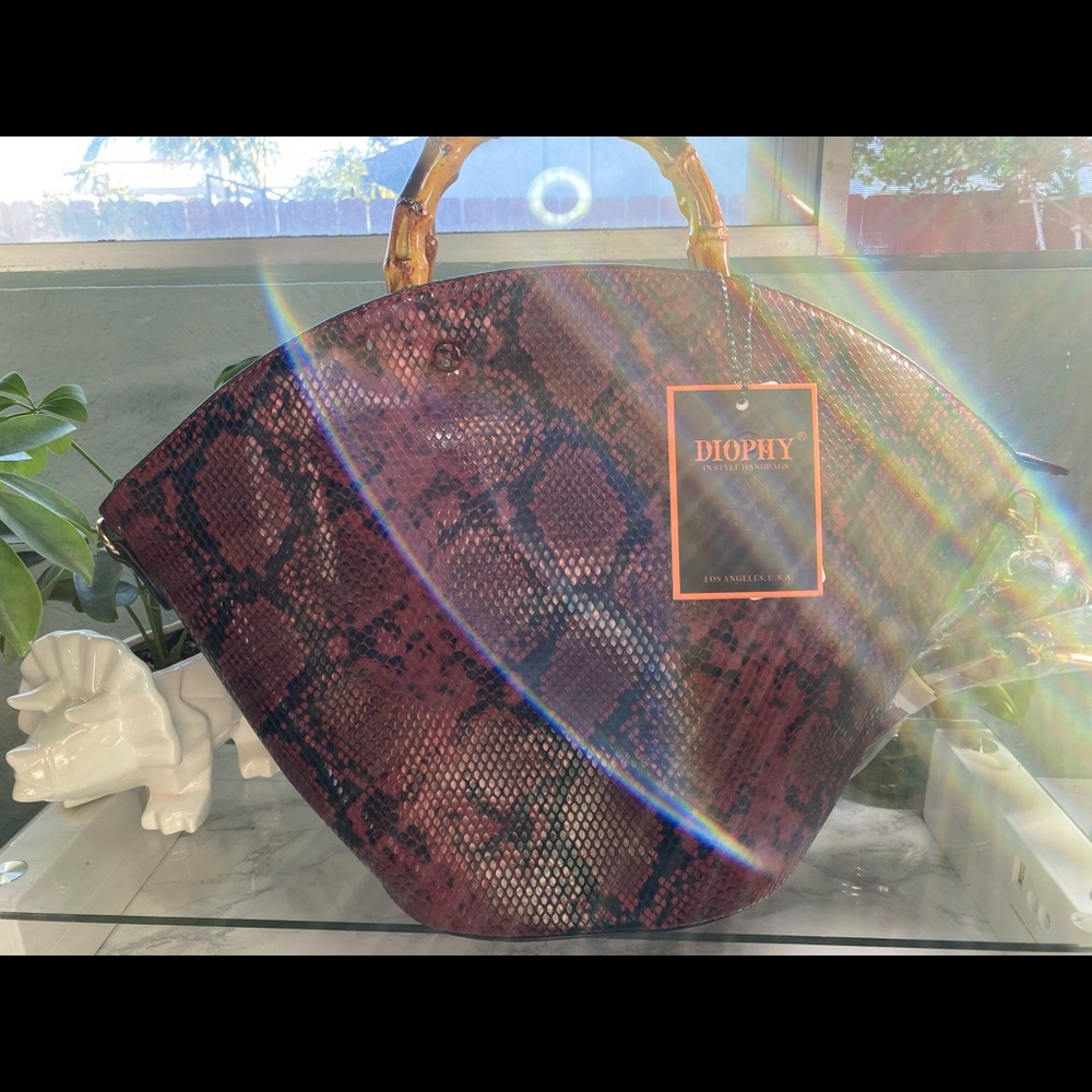 Diophy Red Vegan Snake Skin Purse - Picture 9 of 16